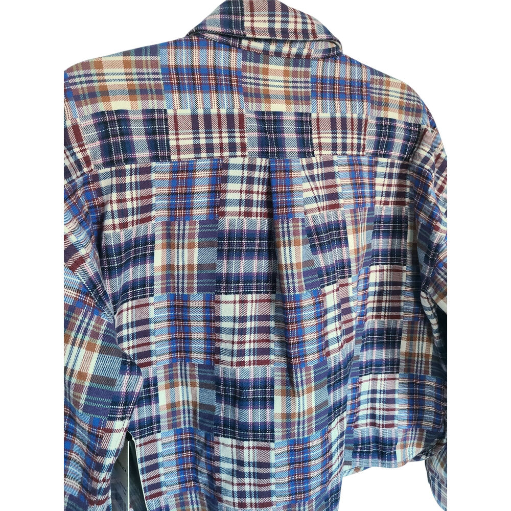 Tuckernuck Patchwork Plaid Flannel Cropped Jasper Button-Down Size XL NWT - Picture 8 of 9